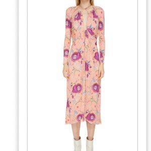 Isabel Marant Jadessi Floral Print Long Sleeve Cutout Midi Dress - sz F36 / 4US
